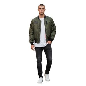 FBRK Bomber Jacket Mens size Large  Grungecore Patchwork Military Flight Varsity